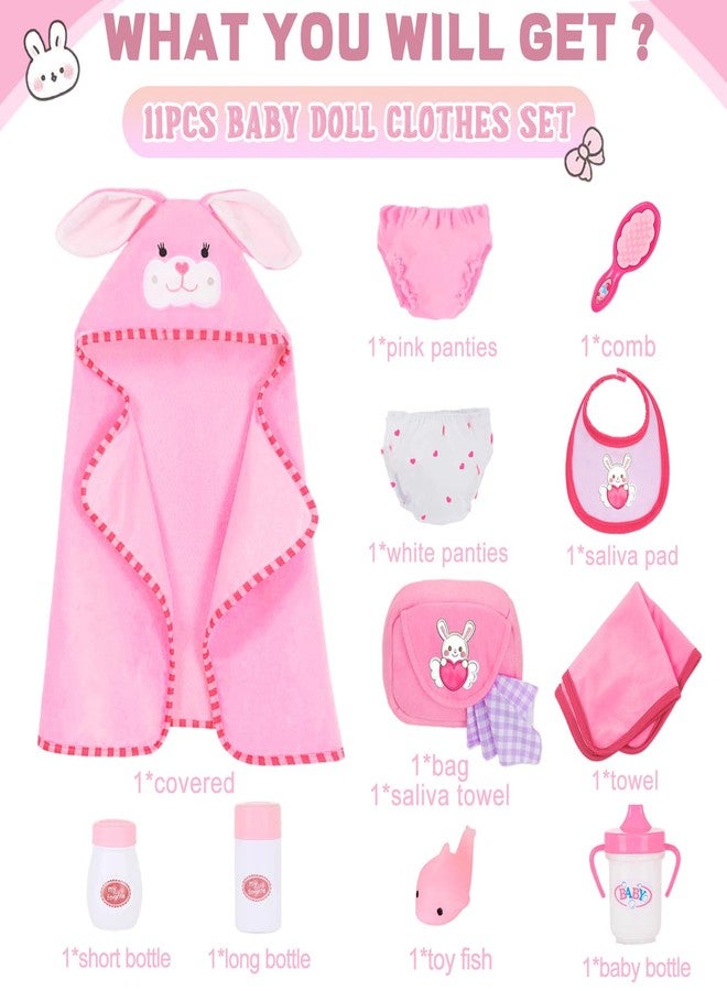 ZITA ELEMENT 16-18" Baby Doll Accessories Set - 12-Piece Pink Rabbit Quilt & Care Kit Changing & Bathtime Playset for Baby Reborn Alive Dolls, Includes Doll Blanket, Diapers, Bottles (Dolls are Not Included - Image 5